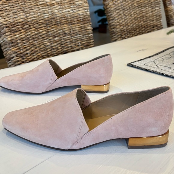Naturalizer Shoes - Naturalizer Pink Suede Loafers with Gold Accent Heel